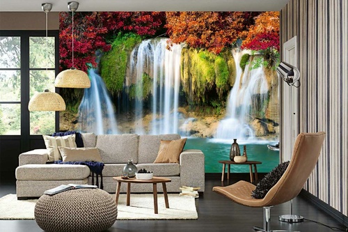 Vlies Fototapete - Wunderschöner Wasserfall 375 x 250 cm